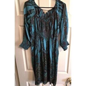 Live & Let Live Women’s M Multicolor Maxi Dress Boho Peasant 3/4 Sleeve Stretch
